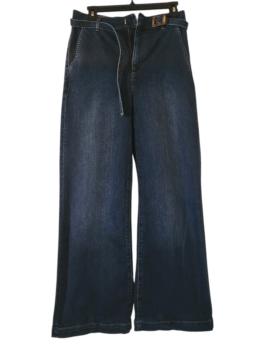 Ann Taylor Dark Blue Wide-Leg Jeans with Belt Size 4 Fall